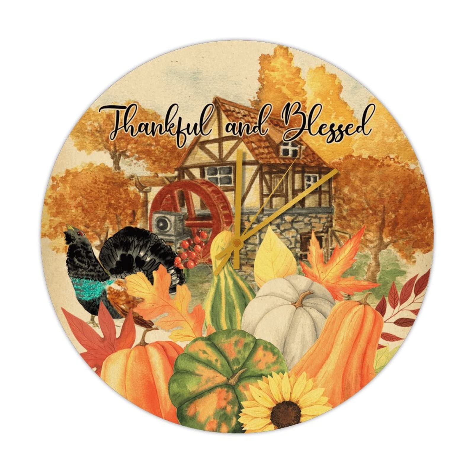 Horloge en bois citrouilles d'automne pour habiller vos murs vides avec style