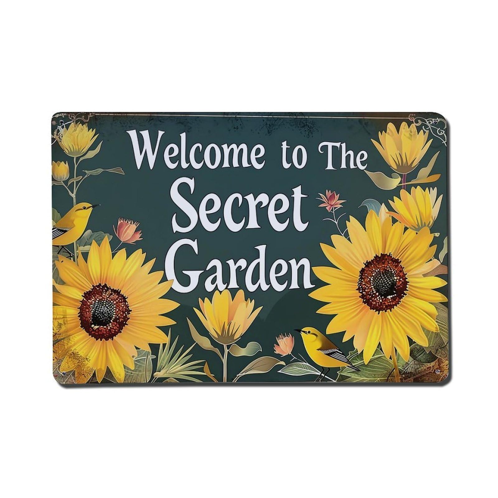 Sunflower Birds Flowers Garden Sign Tin Sign Metal Poster Vintage Metal Signs for Home Man Cave Bar Cafe Kitchen laundry room Wall Decorations Gift 8x12Inch