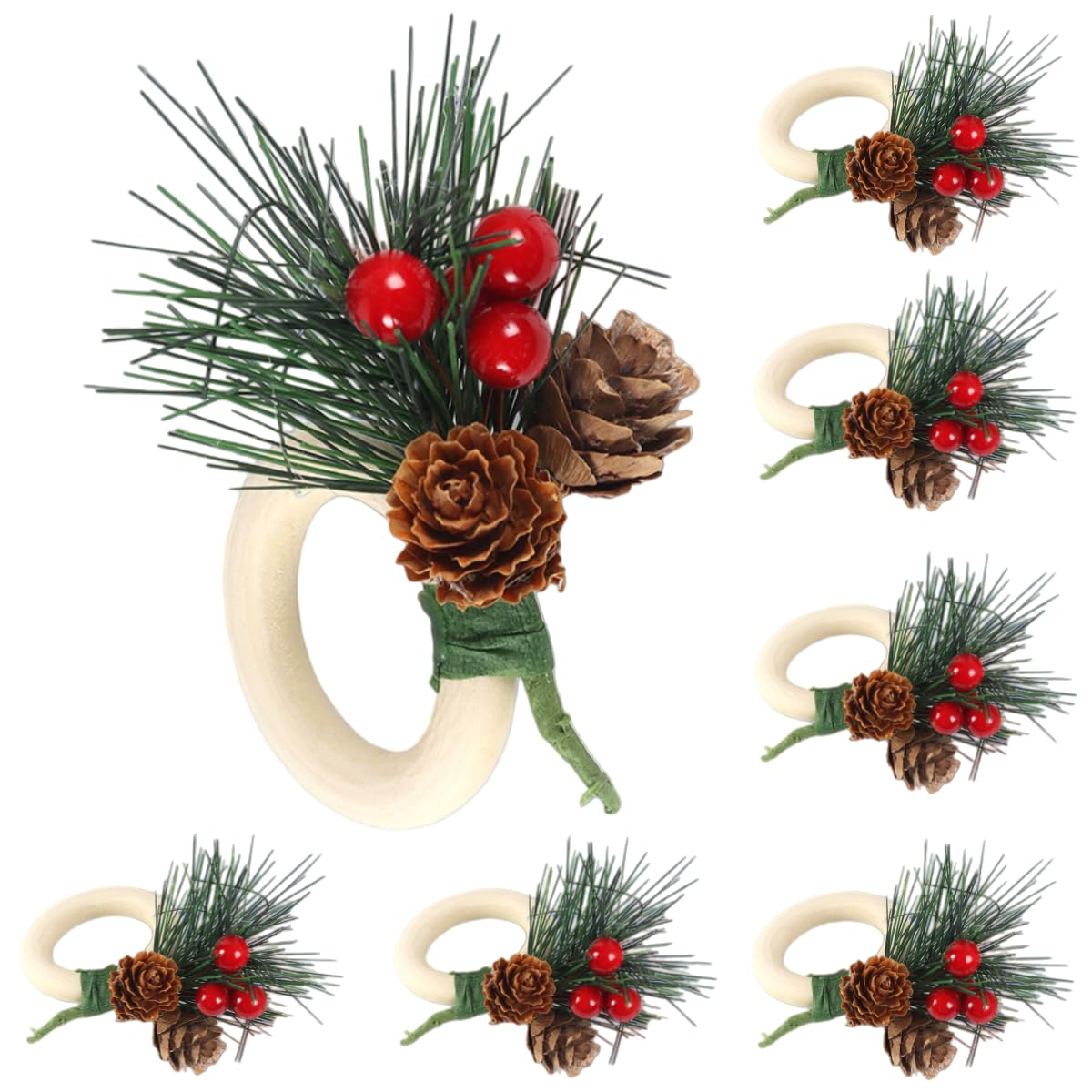 Décoration De Table Lot de 36 Ronds De Serviette en Bois D'Aiguilles De Pin Rouge Parfaits pour Les Réunions De Famille Les Fêtes De Fin D'Année Les Banquets D'Hôtel Et Les Mariages