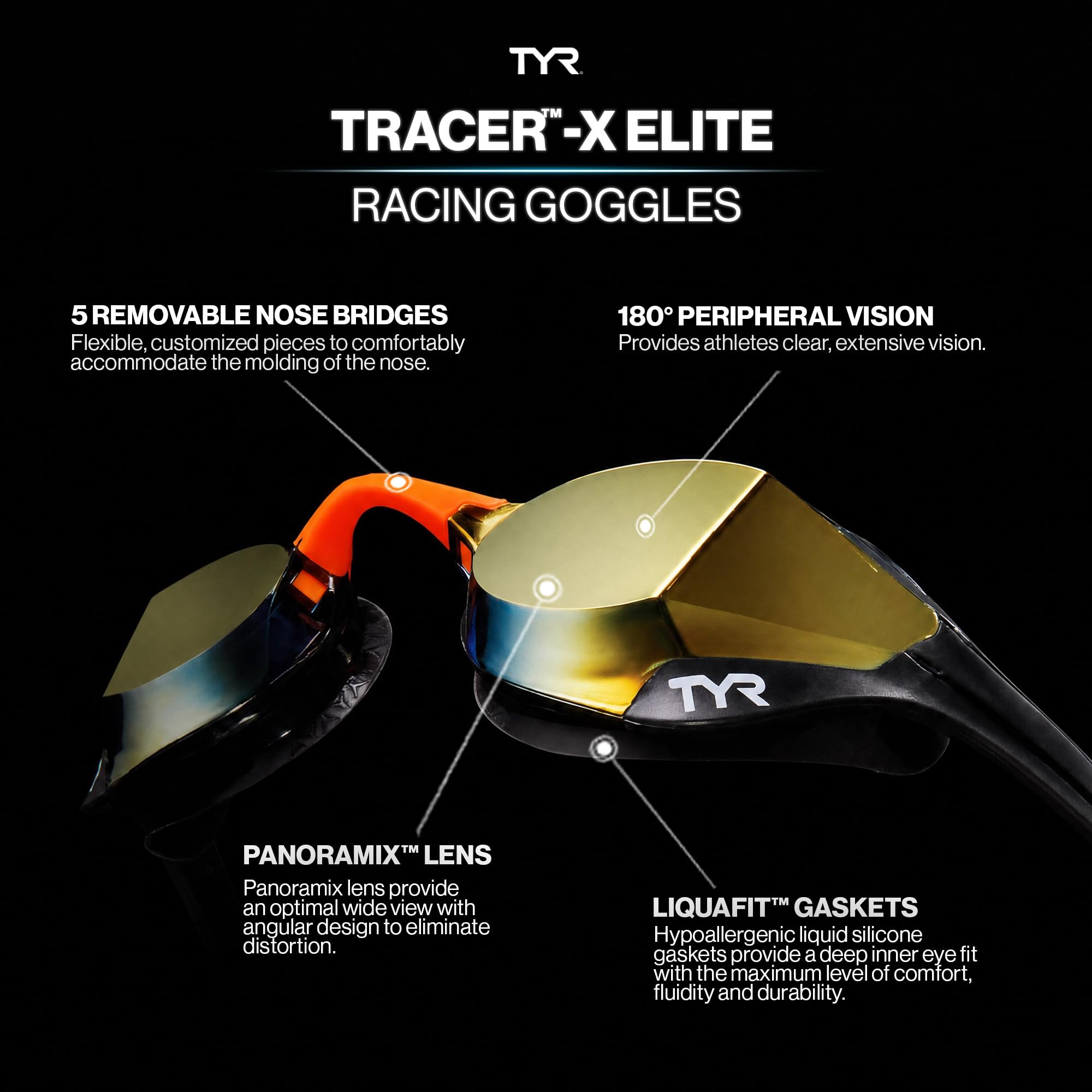 TYR Unisex Tracer X Elite Racing Goggle Tracer X Elite Rennbrille (1er Pack)