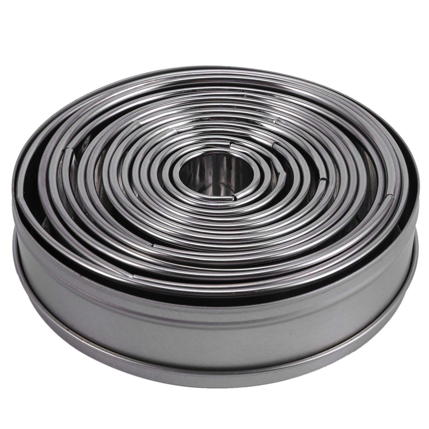 CTRLZS 14Pcs/Set Round Cookie Biscuit Cutter Set Stainless Steel Mousse Cake Ring Mold Pastry Biscuit Donuts Cutter