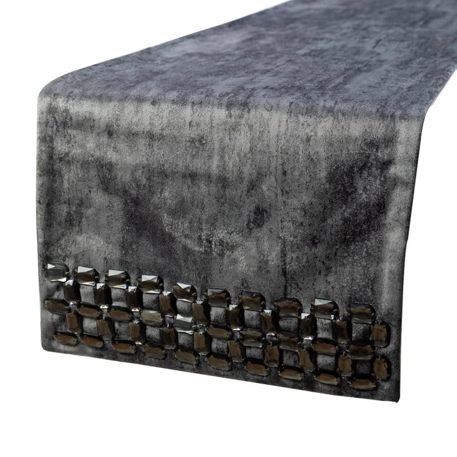 The HomeCentric Decorative Grey Table Runner 4 Seater Table Runner (35 x 120 cm), Crystals & Foil Table Runner, Suede fabric Table Linen, Geometric Pattern Modern Style Wedding Décor - Crystal Susan