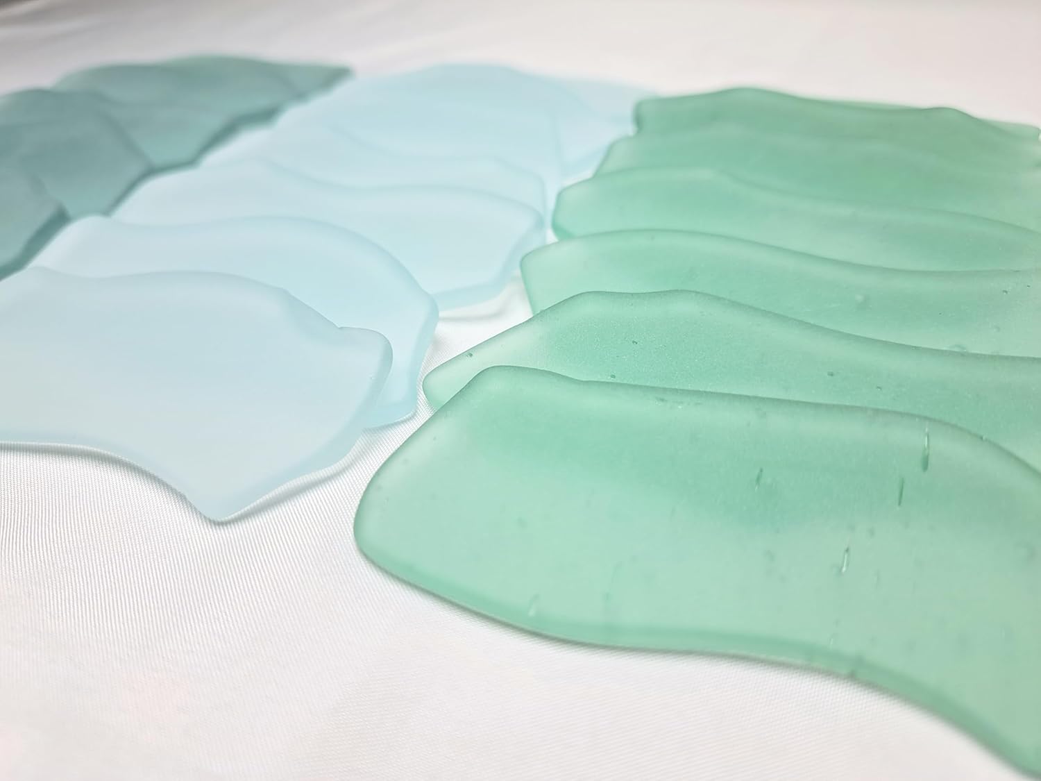 Sea Glass Place Cards - Mixed Green Shades - Irregular Shapes