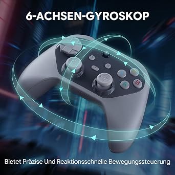 NITHO KARMA Gaming Controller Kompatibel mit Switch Switch 2 PC iOS & Android Gamepad mit Hall-Effekt-Triggern und Analogsticks Makrofunktion 6-Achsen-Gyro Dual-Vibration und Turbo - Grau