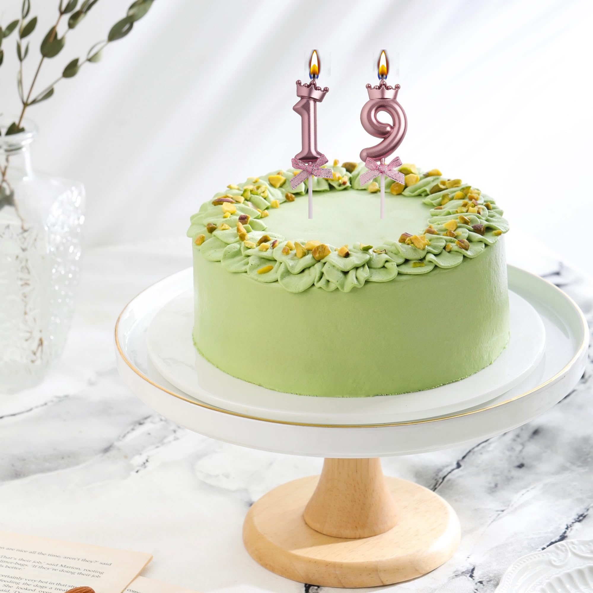 19 Geburtstag Kerzen, Rose Gold 3D Nummer 19 Happy Birthday Kerze mit Krone, Cake Topper Dekorationen für Teenager Jungen Mädchen