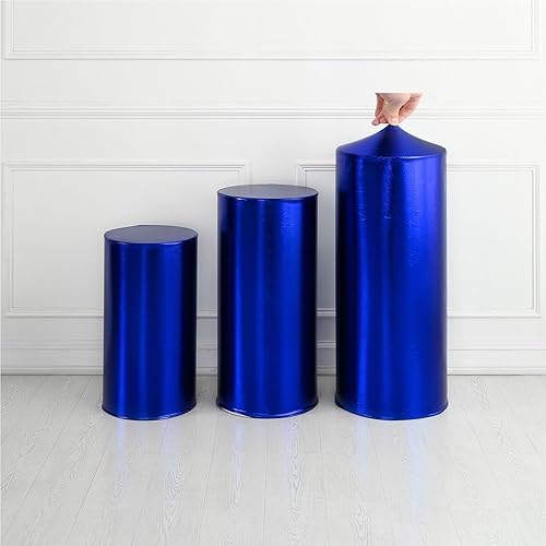 Cubiertas redondas para soportes de cilindro para fiestas, cubiertas elásticas bronceadoras para pedestal, cubierta de cilindro de zócalo 3 piezas5