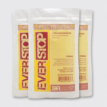 Ever Ready First Aid EverStop First Aid Blood Stopper Compress Multi-Purpose Wound and Trauma Dressing - 3 Pack