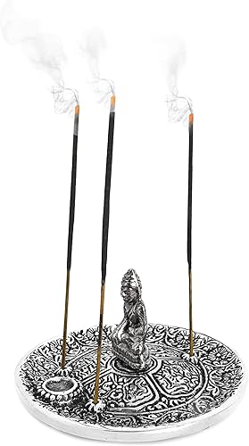 Miniatura 3 de Incense Garden Soporte para quemador de incienso tibetano, aluminio reciclado para conos de incienso, 4 pulgadas