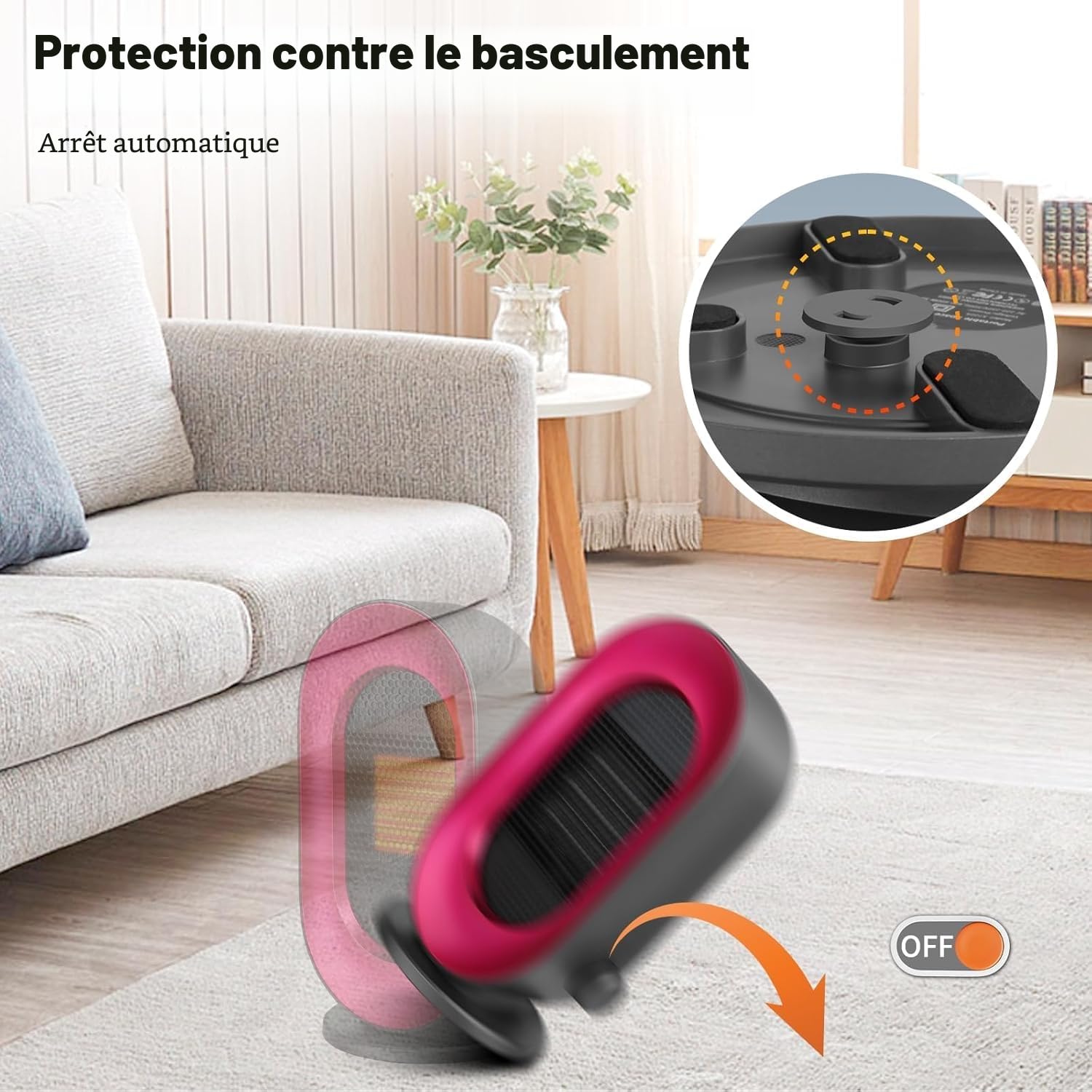 Sendowtek Petit Chauffage d'appoint 900W, Mini Radiateur Electrique avec 3 Modes, Protection Anti-surchauffe et Anti-basculement, Portable Chauffage Soufflant pour Bureau Chambre Intérieur