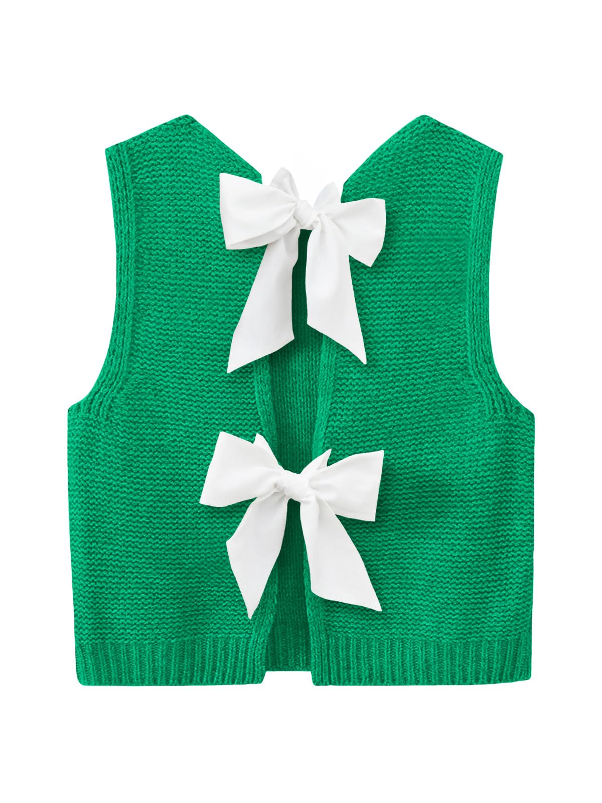 Imily Bela Womens Sweater Vest Top Summer Bow Tie Back Sleeveless Casual Knit Crop Tank Tops