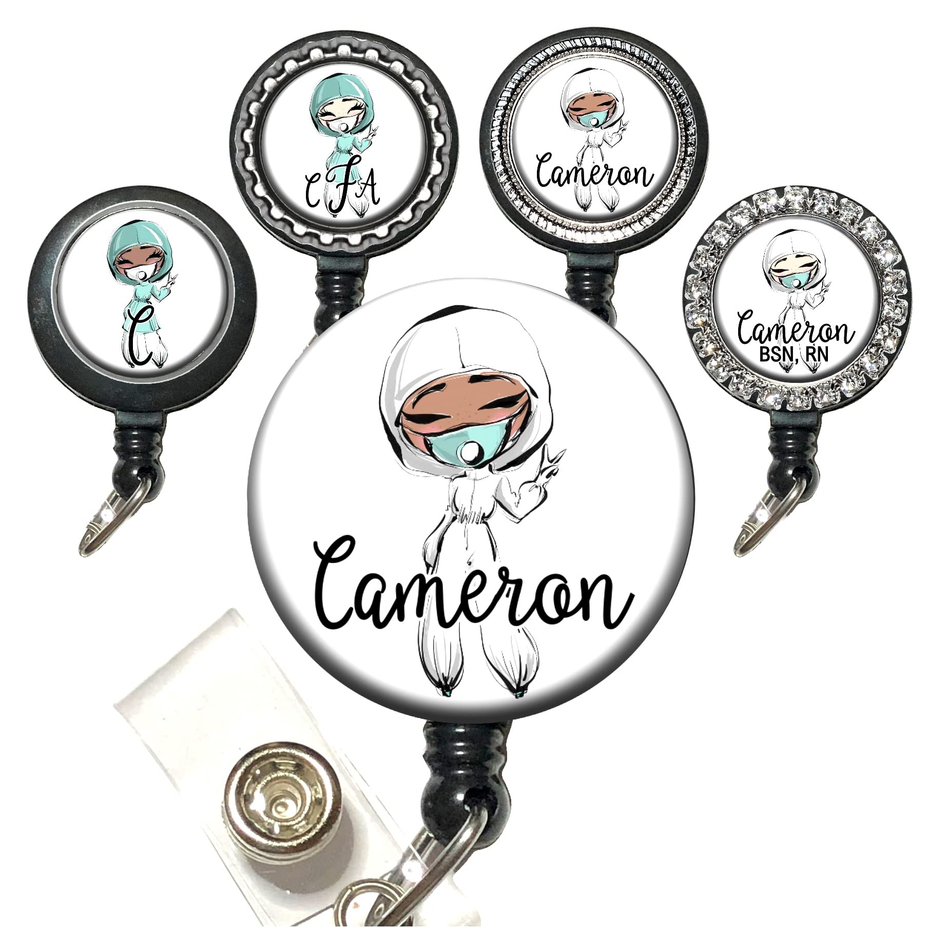 Amazon.com: White or Green Mask Scrub Nurse Stethoscope Tag (4 Design  Choices) - Adjustable Yoke Steth Id Personalized with Name, Monogram,  Occupation Title - Women Gift : Office Products
