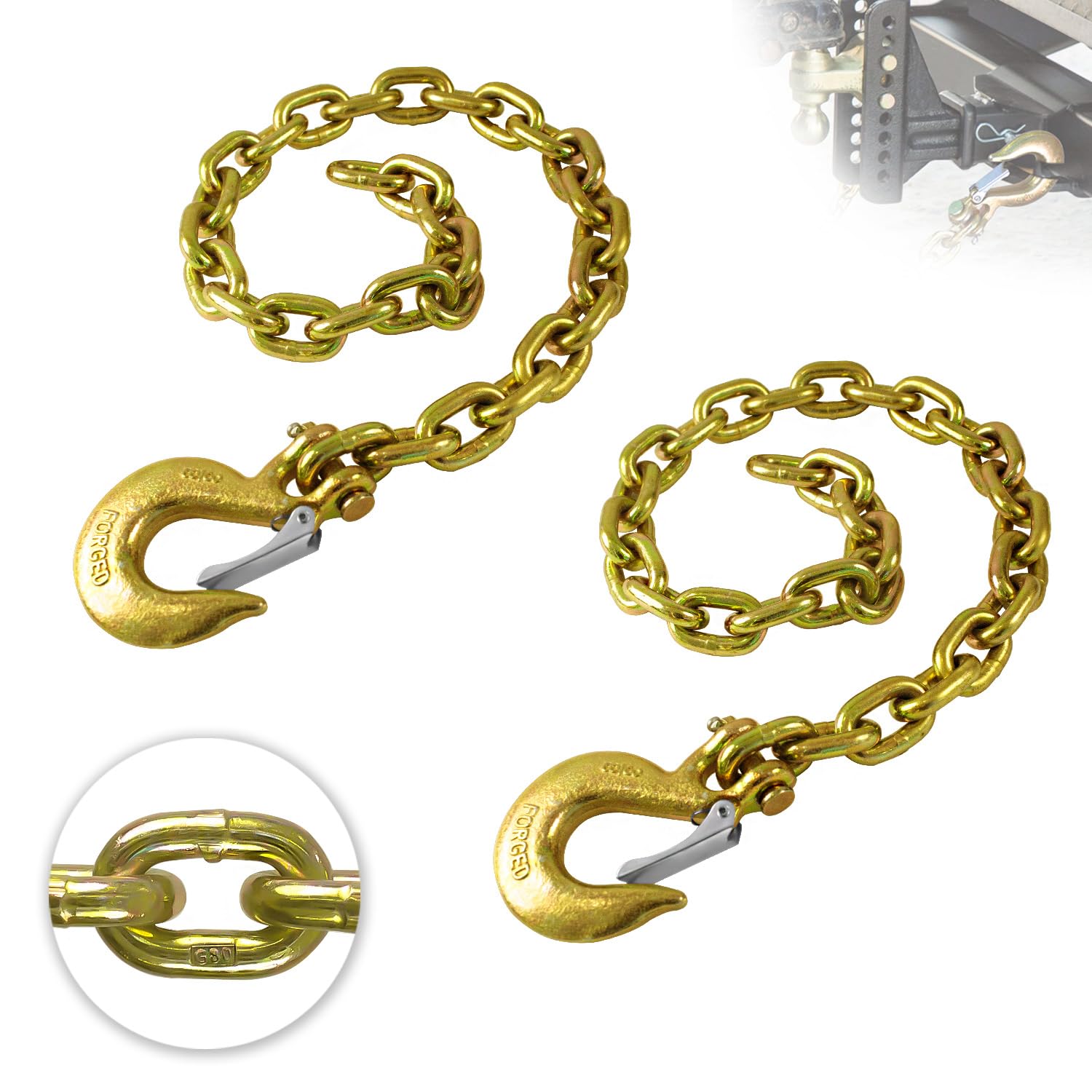 Snapklik.com : TKK G80 Trailer Safety Chain 36 Inch Heavy Duty Tow Chain