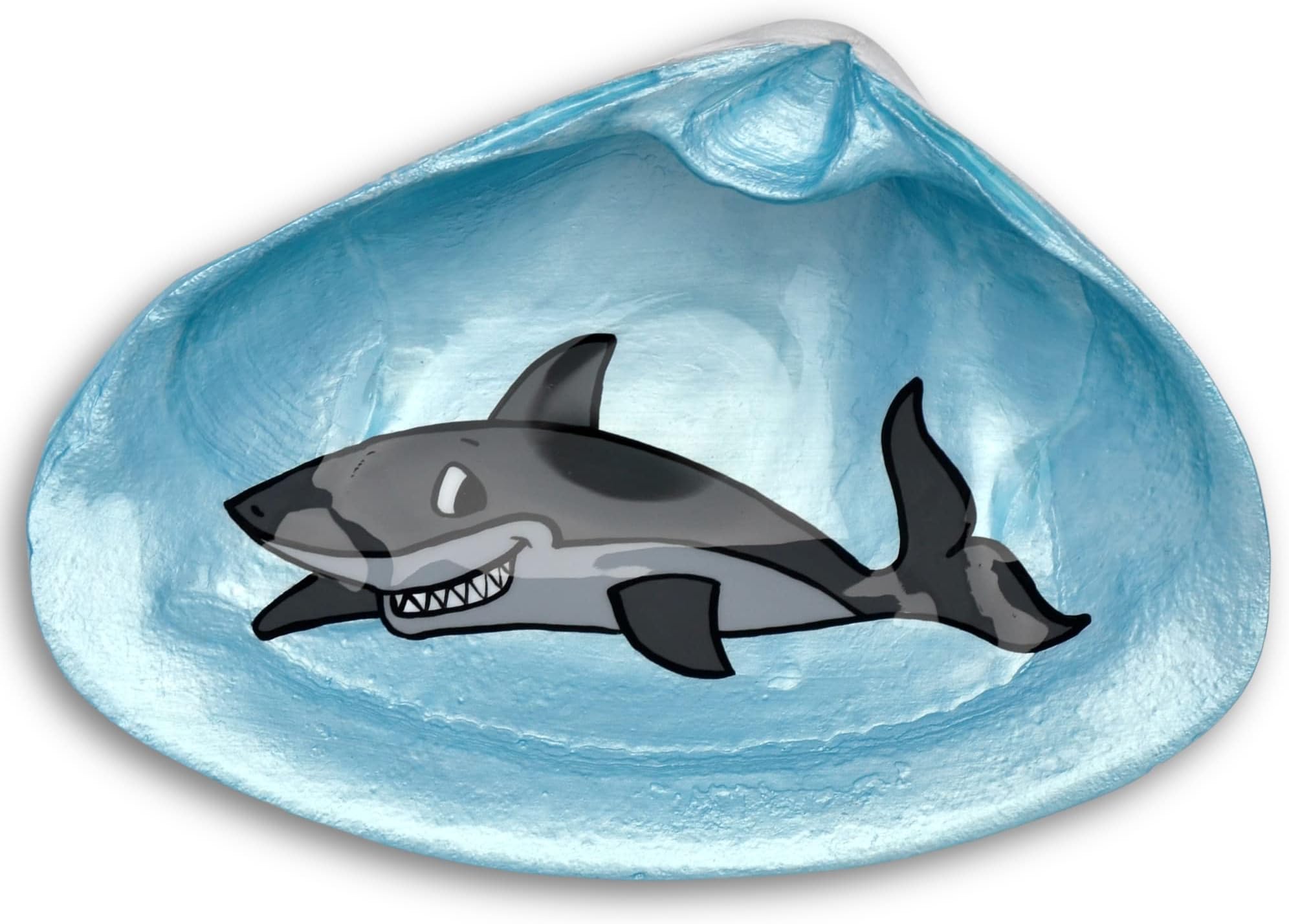 Shark Shell Dish - Spoon Rest, Ring Holder, Jewelry Holders, Trinket Dishes, Catchall Bowl - Hand Painted Cape Cod Clam Shells With Resin Finish