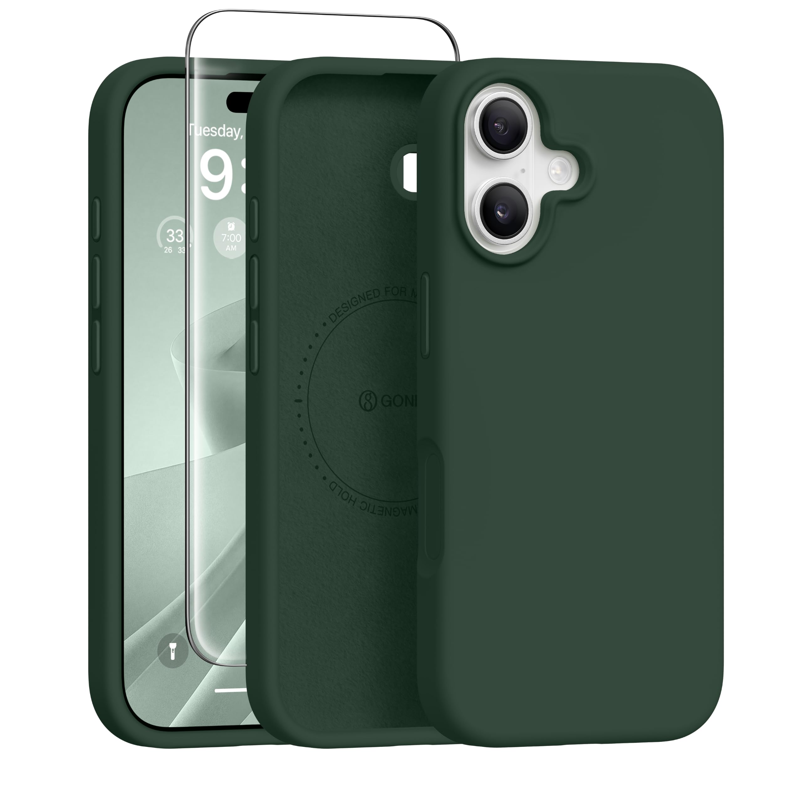 GONEZ Magnetic for iPhone 17 Case, Silicone Cover Army Green