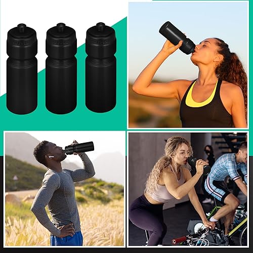 Miniatura 4 de Sunnyray 10 botellas de agua deportivas reutilizables de 23 onzas, botellas de agua de plástico en blanco con tapa superior para niños y adultos,