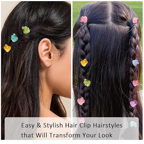 Miniatura 5 de Ahoney 10 pinzas pequeñas para el cabello, lindas pinzas de conejo de 0.77 pulgadas para decoración de cabello para niñas, mini pinzas de mandíbula