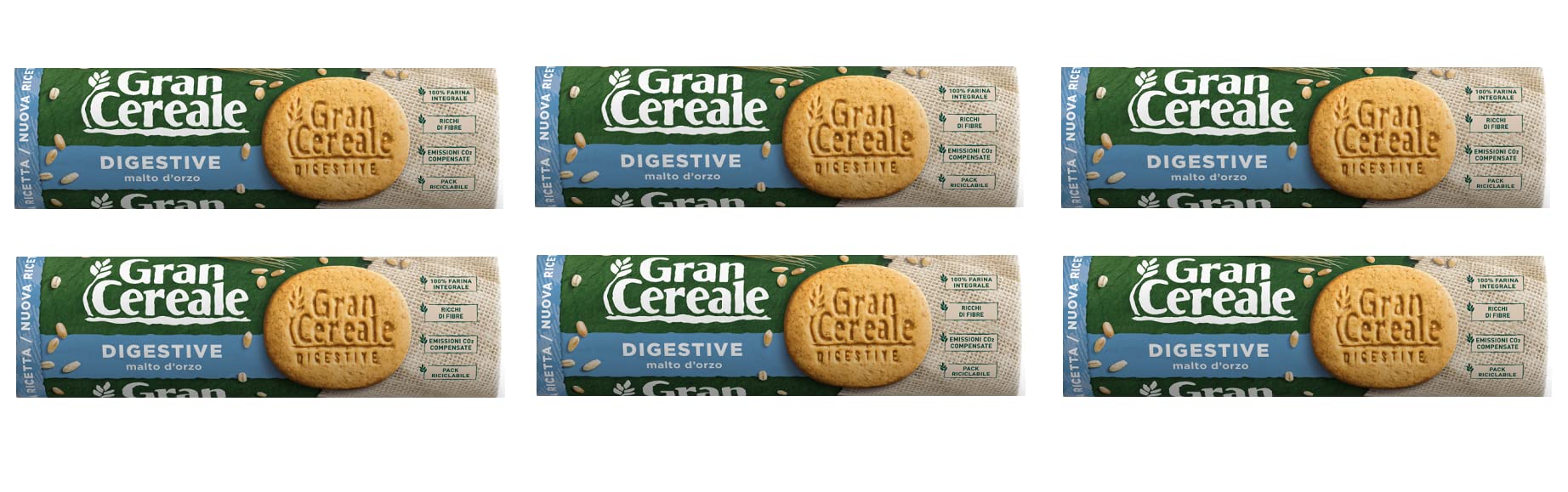 Barilla6x Mulino Bianco Gran Cereale Digestive Biscuits Cookies 250g
