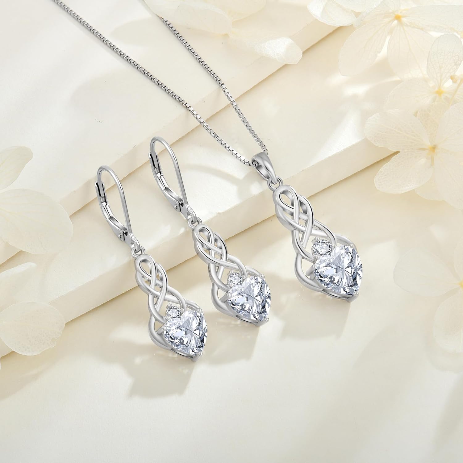 FJ Infinity Celtic Knot Earrings 925 Sterling Silver Dangle Drop Birthstone Earrings Irish Good Luck Jewelry for Women - Image 5