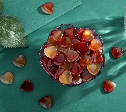 Miniatura 3 de QINJIEJIE 20 piezas de cristales de cuarzo de carneliano rojo grueso en forma de corazón, piedras naturales en forma de amor, conjunto de cristales