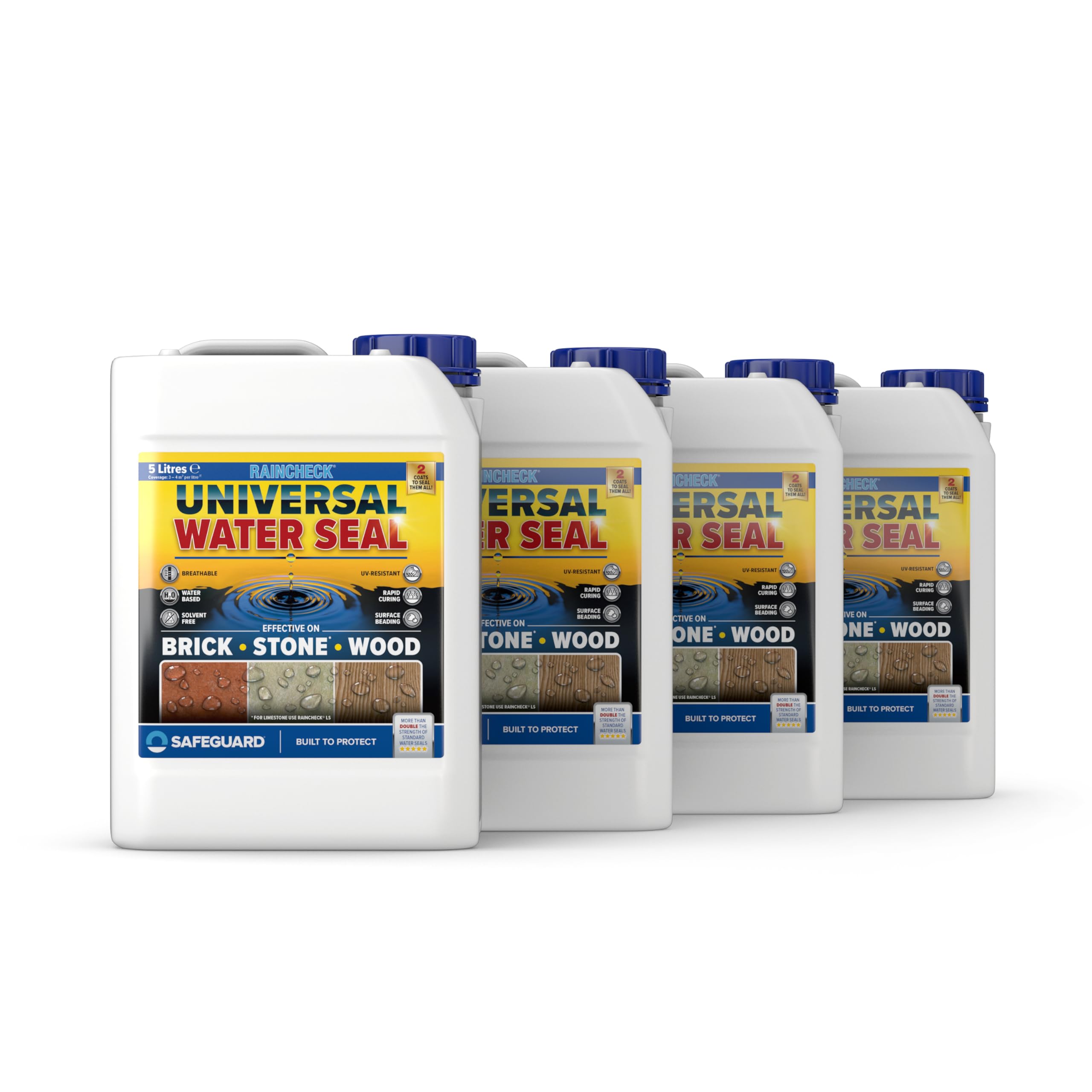 Raincheck Universal Water Seal (4 x 5 Litre) Breathable, Colourless Waterseal For Brick, Wood and Stone