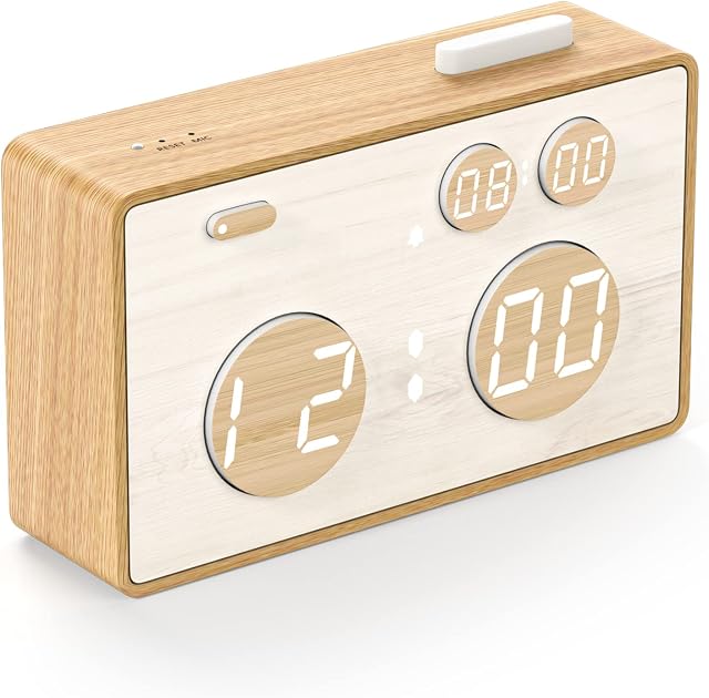 meross Alarm Clock Bedside, Digital Alarm Clocks Non Ticking, Adjustable Brightness & USB Charging for Bedside, Desk, Shelf
