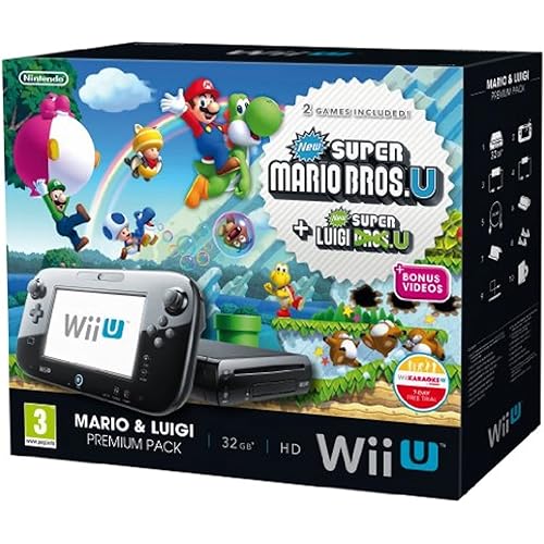 Nintendo Wii U Black Premium Pack (32GB) + New Super Mario Bros.U + New Super Luigi U