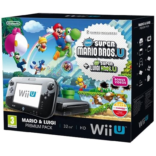 Nintendo Wii U Black Premium Pack (32GB) + New Super Mario Bros.U + New Super Luigi U