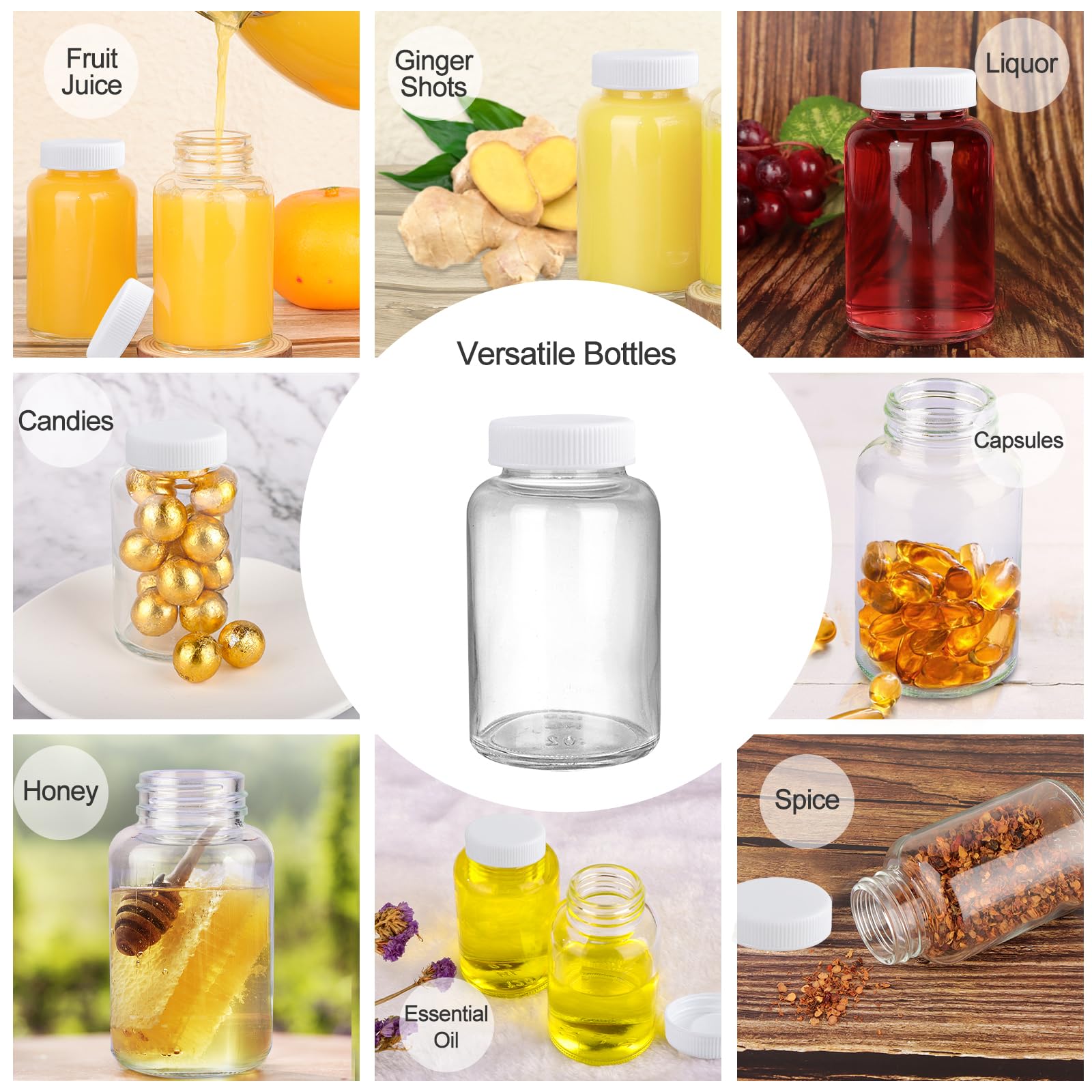Amazon.com | HINGWAH 12 Pack 4 OZ Glass Shot Bottles with Caps
