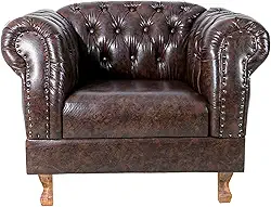 Poltrona Chesterfield Duque Para Sala, Tv, Estar, Recepção, Barbearia, Decoração - Corano Marrom