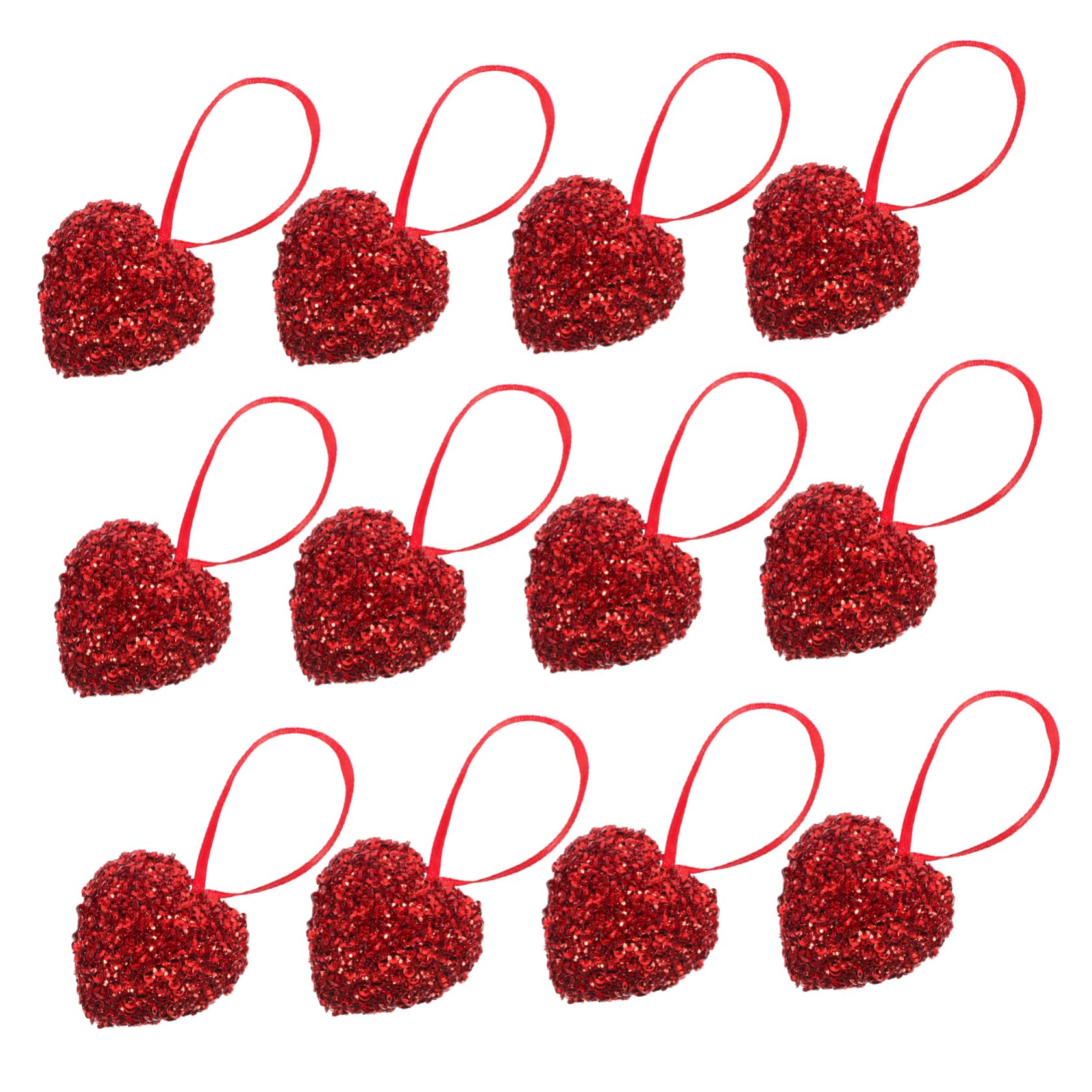 WOFASHPURET 12 Piezas Colgante De San Valentin Colgante De Corazón De San Valentín Decoraciones Colgantes del Árbol De Navidad Adorno De Corazon Rojo Romántico Pieza De Plástico Accesorios