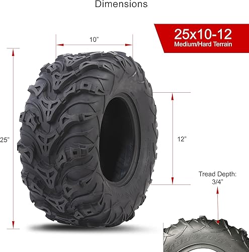 Miniatura 7 de Tusk Mud Force - Juego de 4 neumáticos ATV 25x8-12 x 25x10-12
