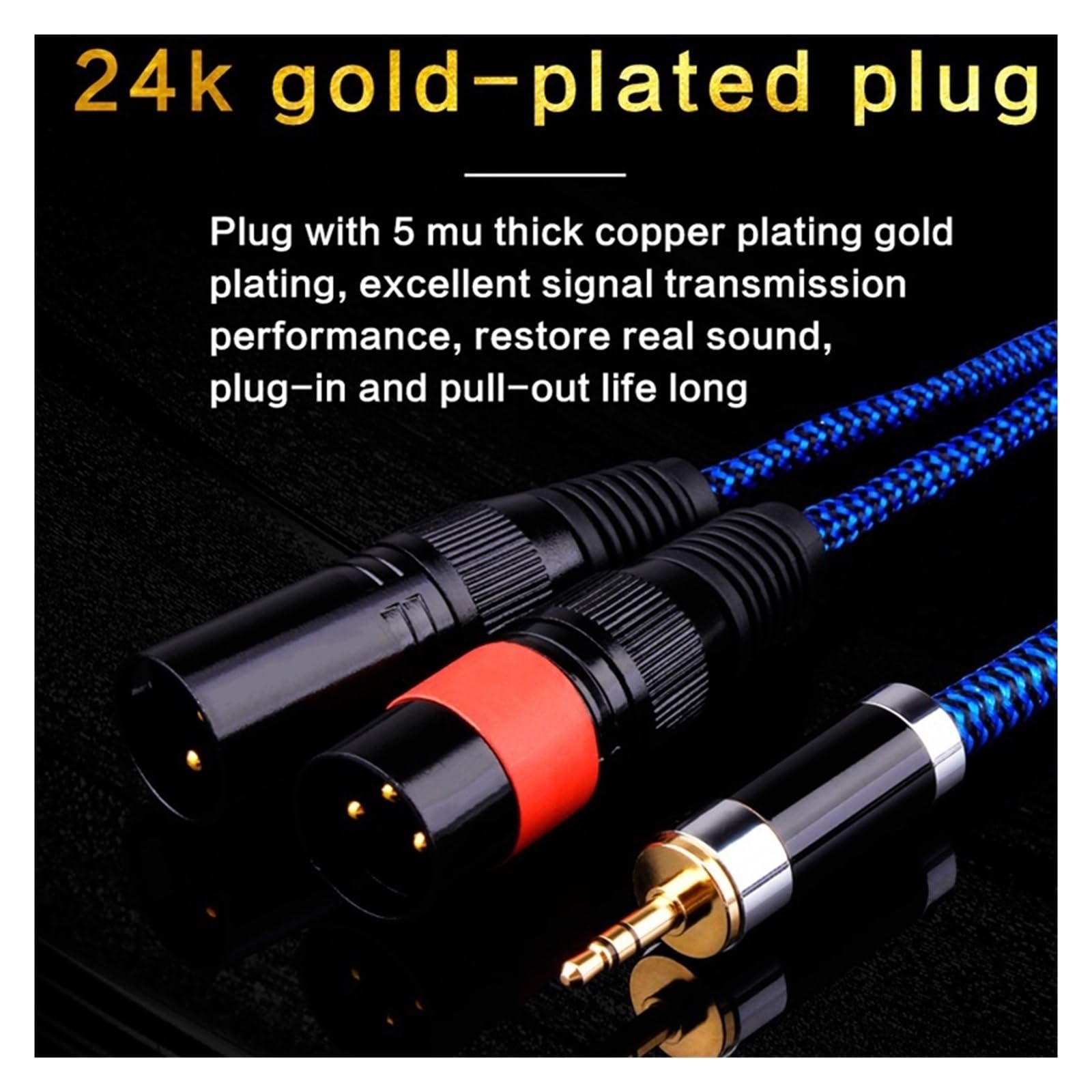 Cavo Audio AUX OCC 6N Stereo Da 3,5 Mm Maschio A Doppio For Mixer PC Microfono Adattatore Splitter A Y(2 Meters)