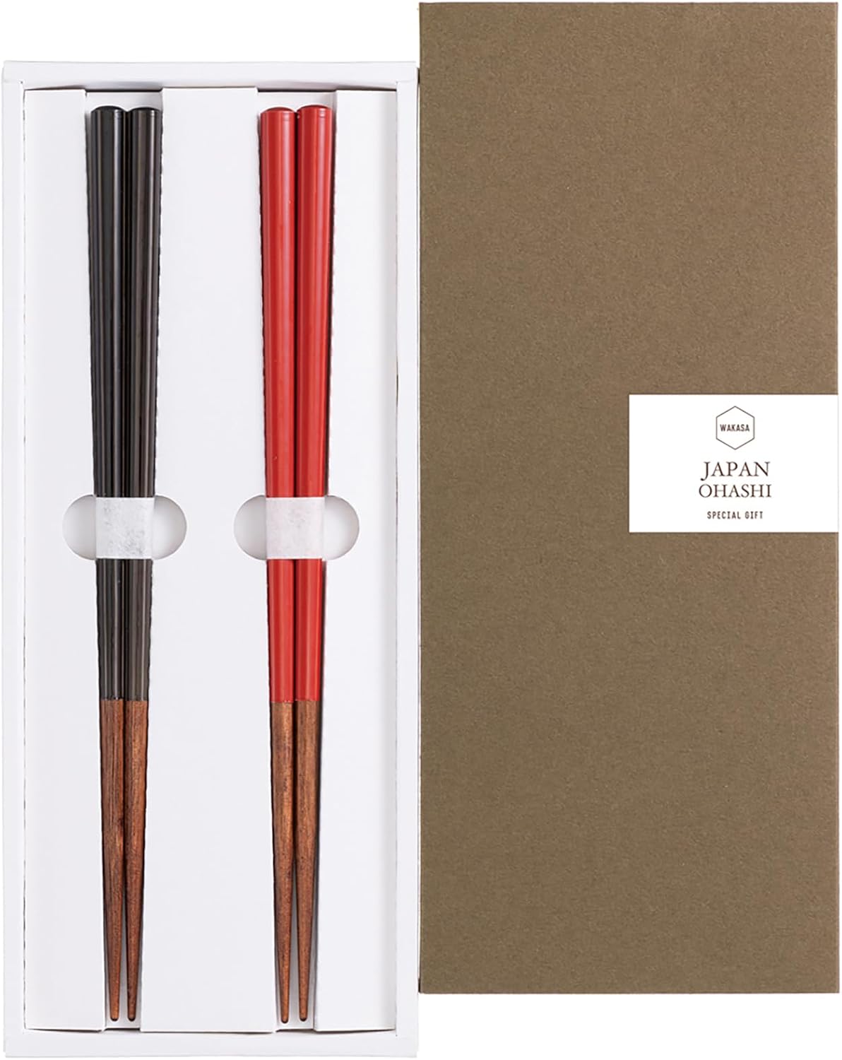 Sunlife S-04247 Octagonal Pottery Chopsticks for Parent and Child, Adult, Dishwasher Safe, Gift, Pair Set, Sumi, Black, Red, 8.9 inches (22.5 cm), Made in Japan