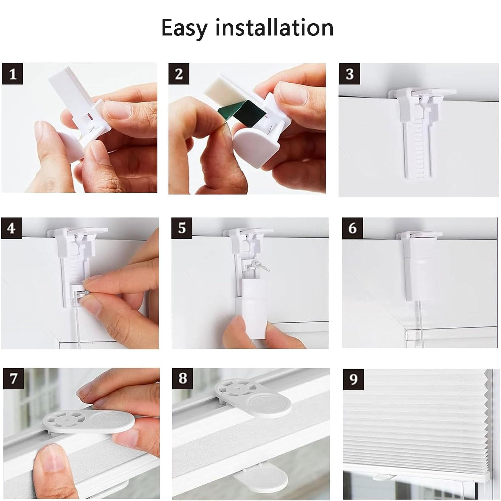 Tenda Plissettata per Finestre 50 x 90 cm Privacy e Protezione Solare Tenda a Pacchetto con Morsetto Easyfix per porte e finestre, Nero