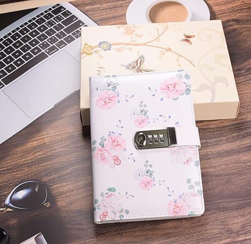 Miniatura 8 de JunShop Diario creativo con bloqueo de contraseña, diario de bloqueo digital, bloc de notas, diario combinado con cerradura A5 (estilo 2)