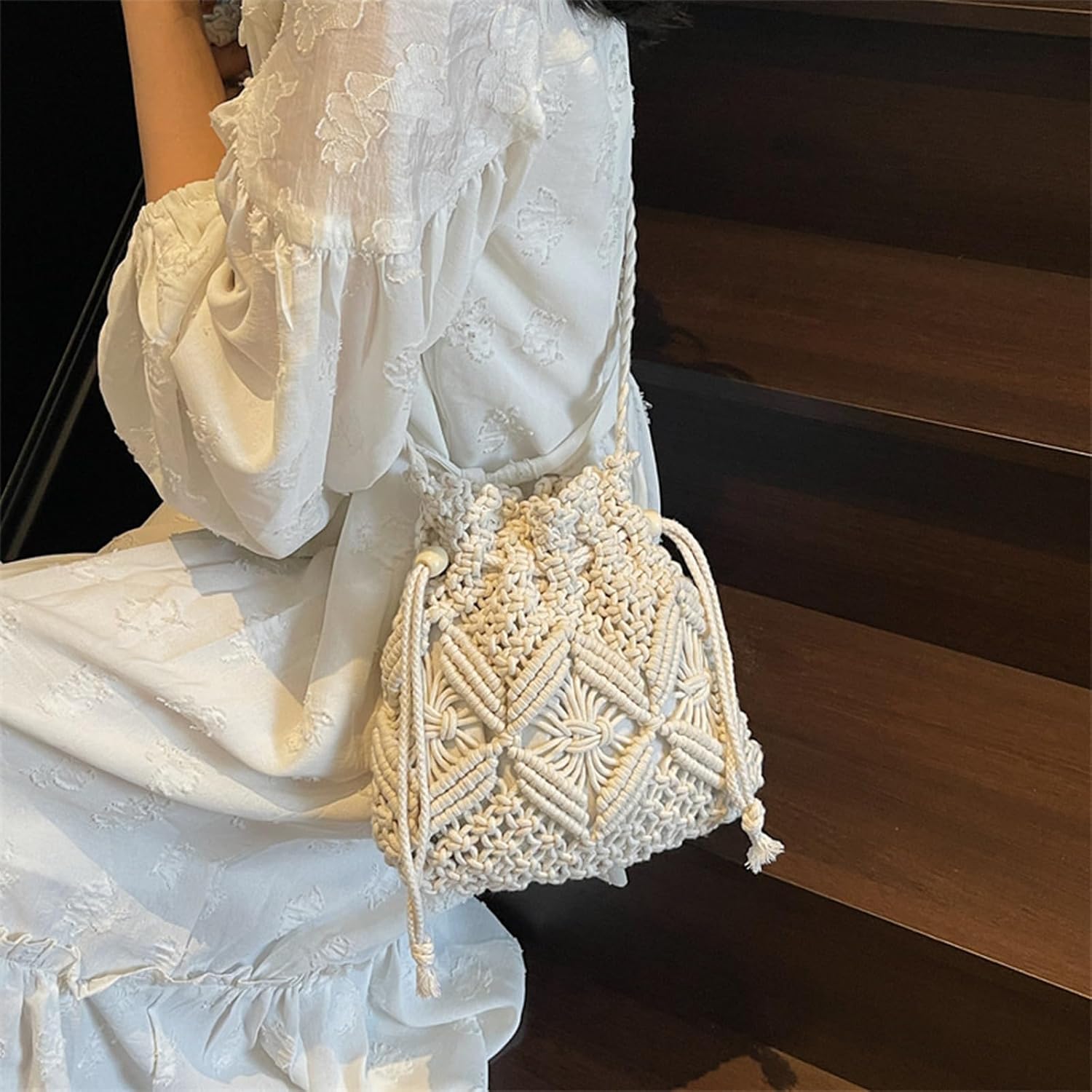 Cute Straw Fabric Tote Bag Purse for Women Y2k Purse Shoulder Handbag Straw Tote Bag - Image 4