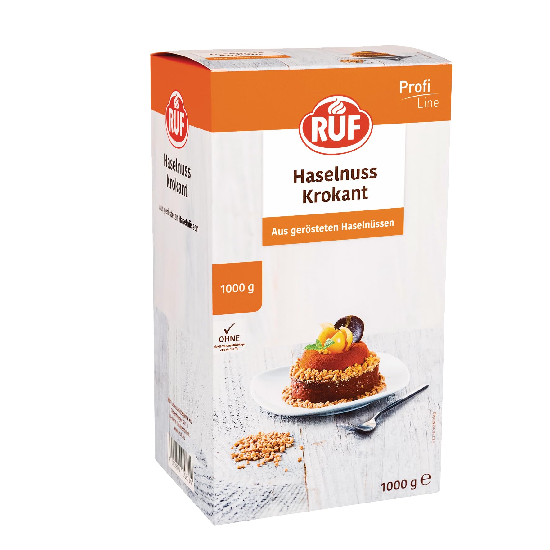 RUF Haselnuss-Krokant, geröstete Haselnüsse karamellisiert, knuspriges Topping für Frankfurter Kranz, Torten, Eis und Gebäck, glutenfrei & vegan, 1x1000g