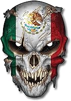 Vista 19 de Calcomanía de calavera – Calcomanías de calavera prémium para camiones y automóviles – Calcomanías de bandera estadounidense con calavera roja