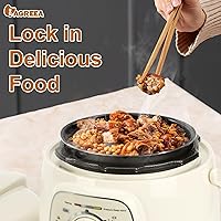 Vista 4 de IAGREEA Olla arrocera, olla a presión eléctrica rápida, multicocina portátil con 6 ajustes de menú para harina de avena de arroz blanco/integral