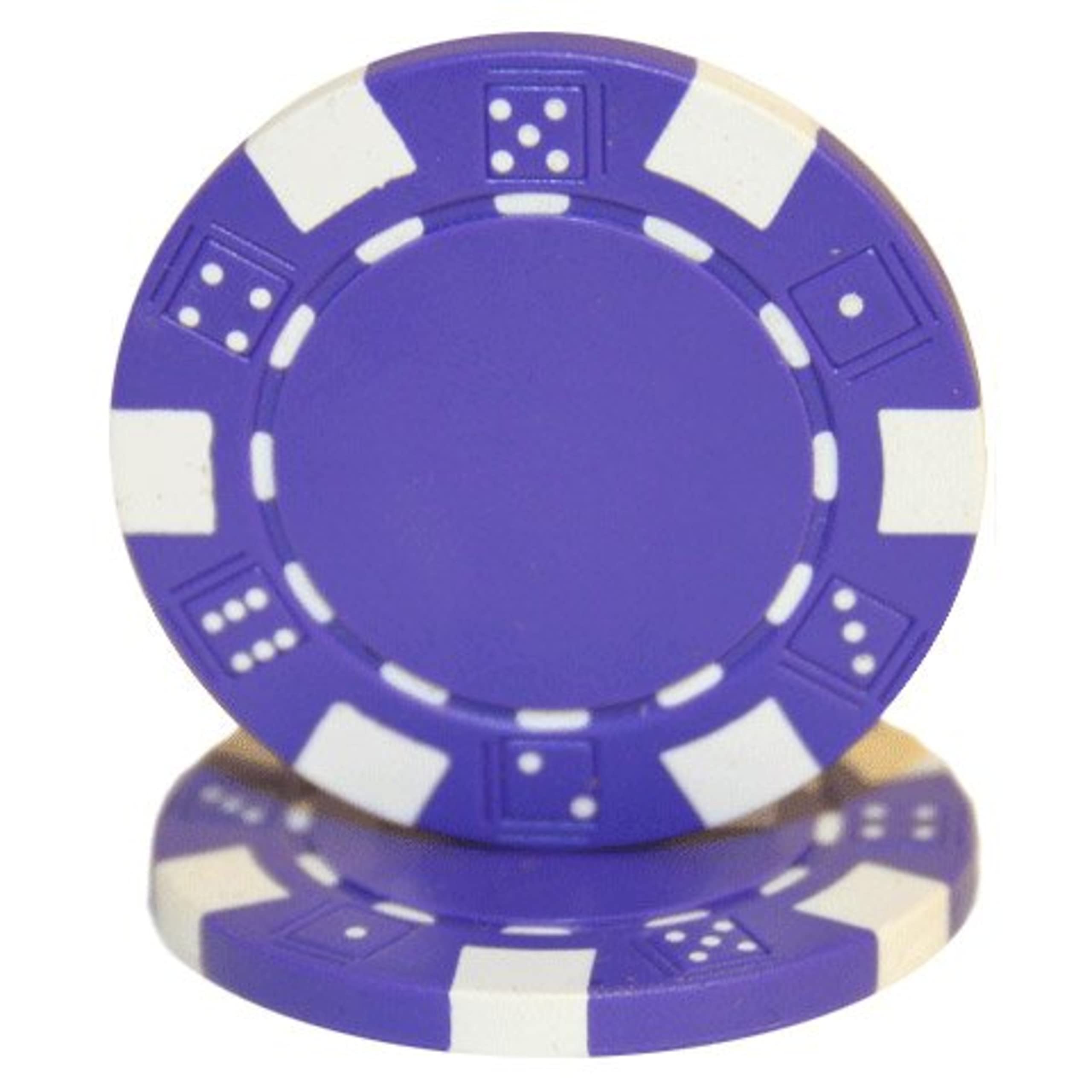 Brybelly 50 Purple Clay Composite Striped Dice 11.5 Gram Poker Chips