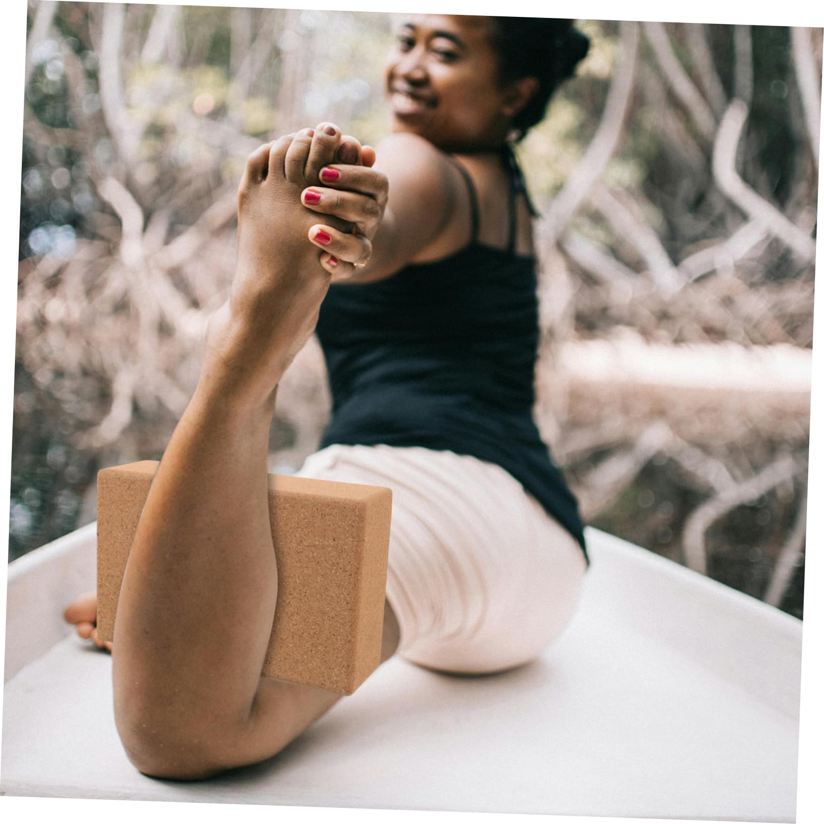Bloque de Yoga de Corcho de Alta Densidad Triángulo | Patrón Mandala, para Entrenamiento Físico y Relajación Corporal, Uso Versátil en Práctica Diaria
