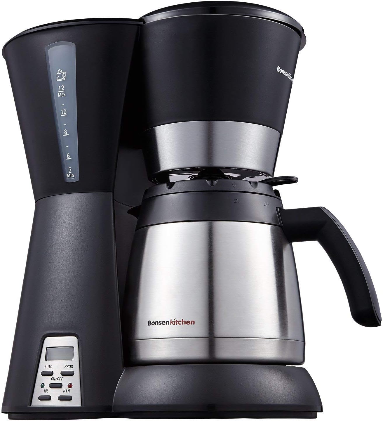 Bonsenkitchen 10-Cup Thermal Programmable Coffee Maker with Permanent Filter, Stainless-Steel Vacuum Jug, Water Level Indicator and Anti-Drip System (CM8761)