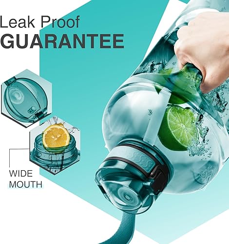 Miniatura 5 de GIFUBOWA Botella de agua grande motivacional de 3 litros con marcador de tiempo, botella grande de 0.8 galones