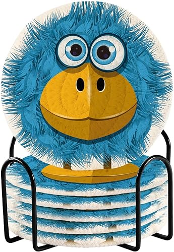 Drink Coasters Set and Holder Set of 6 Coasters for Dining Table Minimalist Coasters Porta Vasos para Mesas Funny Bird