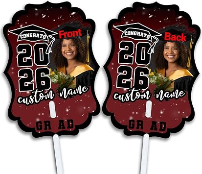 Personalized Graduation Double Sided Face Fan Class of 2026 Customized Graduation Head Face Cutout Party SuppliesMaroon,1pc