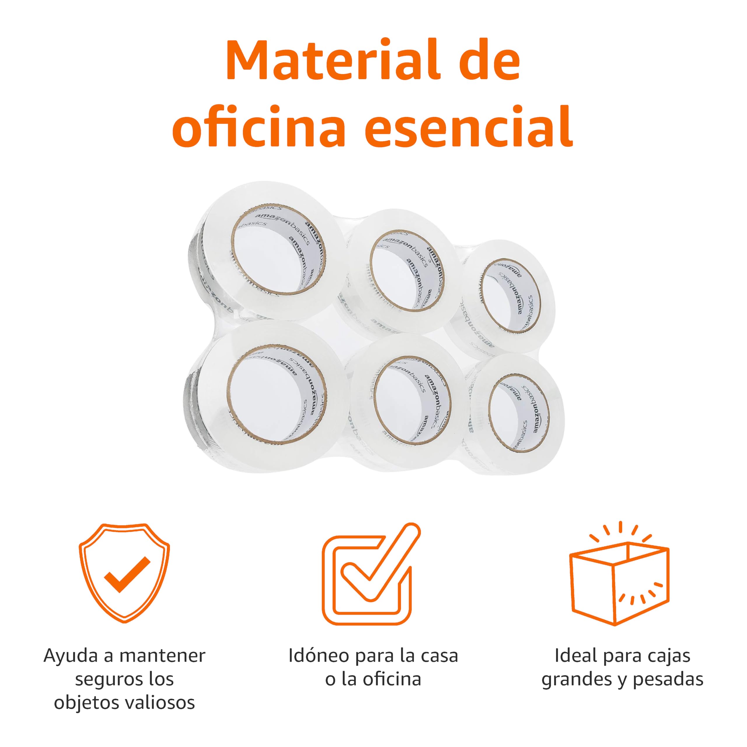 Amazon Basics Cinta de embalaje 6 unidades, 4,7 cm x 99,6 m, transparente