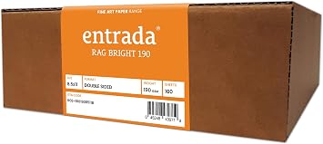 Moab Entrada Rag Bright 190, 100% Cotton Fine Art Archival Inkjet Paper, 2-Sided, Smooth Hotpress Bright White Matte, Medium Weight 190gsm, 100 Sheets 8.5X11