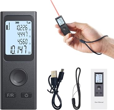 Laser Measure,Mini Laser Distance Meter 131Ft USB Charging LCD Backlight Feature Laser Measurement Tool with Pythagorean Mode, Distance, Area and Volume MeasurementLT-40P