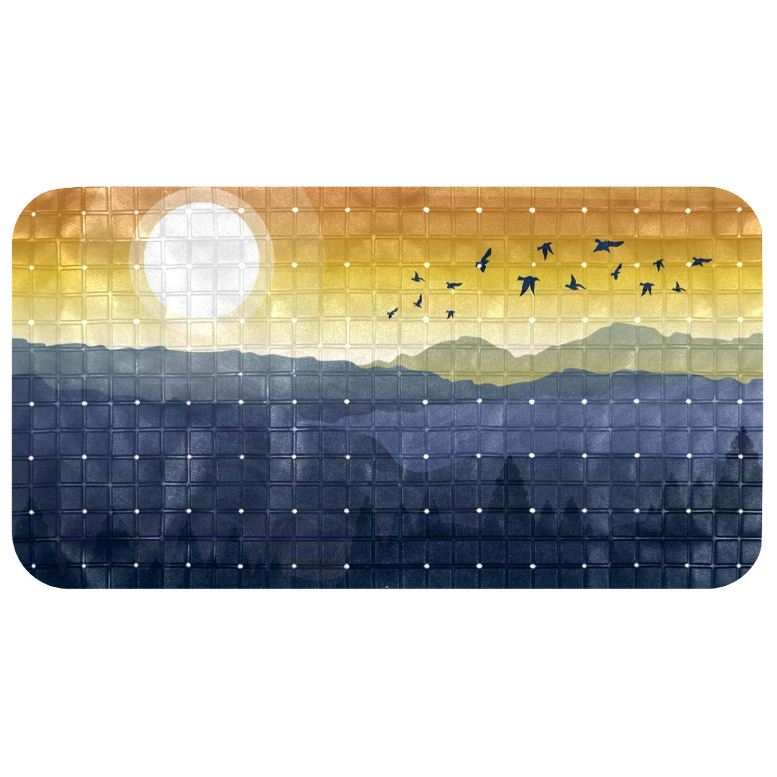 Alfombrilla de baño de PVC para bañera con diseño de pájaros de 27 x 14 pulgadas