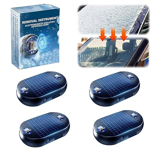 4pcs 2026 New Solar Anti-Freeze Electromagnetic Car Snow Removal Device,Magic Car Defroster Snow Remover for Cars Ice Scraper Fast and Efficient Vehicle Microwave Deicing Instrument for Ice Scrapin